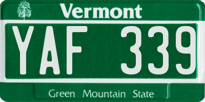 VT license plate YAF339