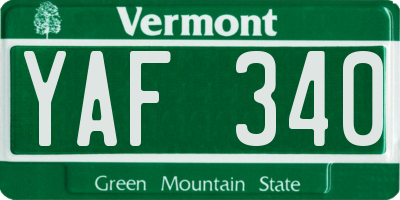 VT license plate YAF340