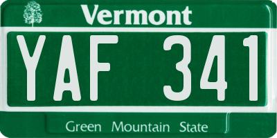 VT license plate YAF341