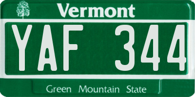 VT license plate YAF344