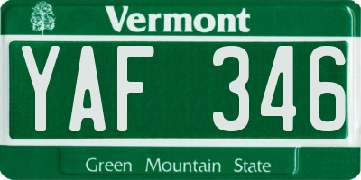 VT license plate YAF346