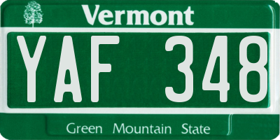 VT license plate YAF348