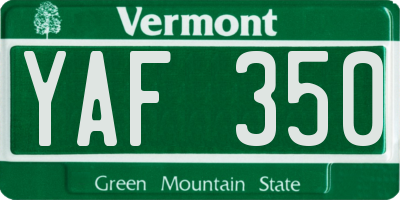 VT license plate YAF350