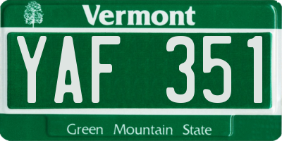 VT license plate YAF351