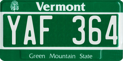VT license plate YAF364