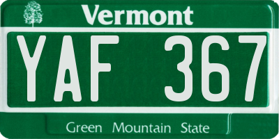 VT license plate YAF367