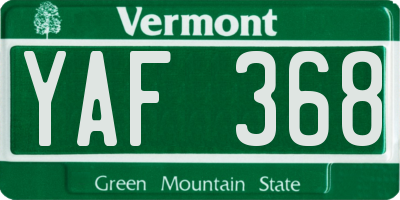 VT license plate YAF368