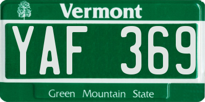 VT license plate YAF369