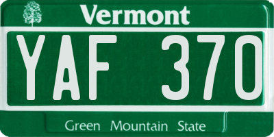 VT license plate YAF370