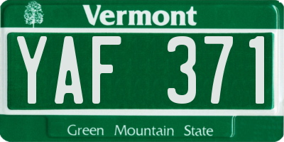 VT license plate YAF371