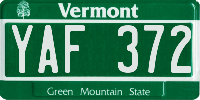 VT license plate YAF372
