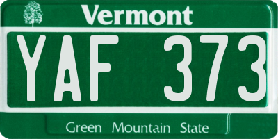 VT license plate YAF373