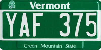 VT license plate YAF375