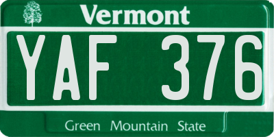 VT license plate YAF376