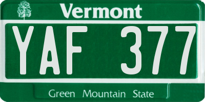 VT license plate YAF377
