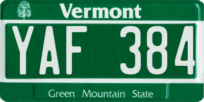 VT license plate YAF384