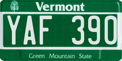 VT license plate YAF390