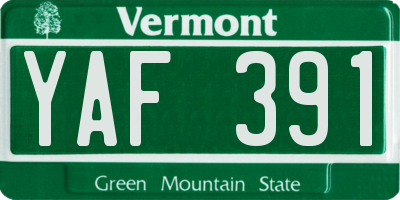 VT license plate YAF391