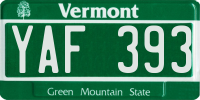 VT license plate YAF393