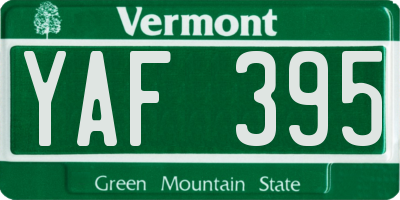 VT license plate YAF395