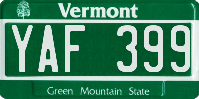 VT license plate YAF399