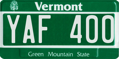 VT license plate YAF400
