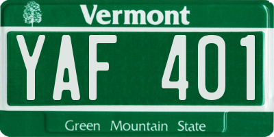 VT license plate YAF401