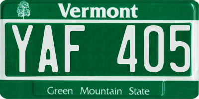 VT license plate YAF405