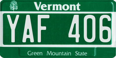 VT license plate YAF406