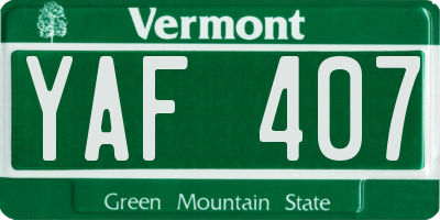 VT license plate YAF407