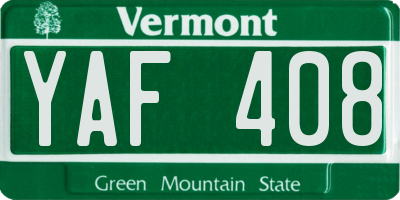 VT license plate YAF408
