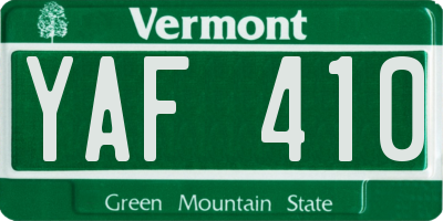 VT license plate YAF410