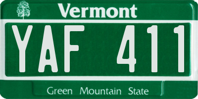 VT license plate YAF411