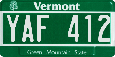 VT license plate YAF412
