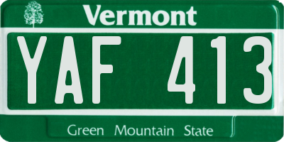 VT license plate YAF413