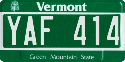 VT license plate YAF414