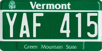 VT license plate YAF415