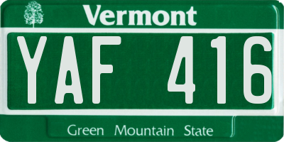 VT license plate YAF416