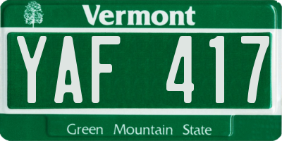 VT license plate YAF417