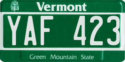 VT license plate YAF423