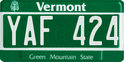 VT license plate YAF424