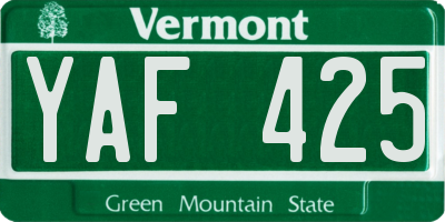 VT license plate YAF425