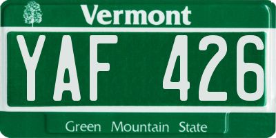 VT license plate YAF426