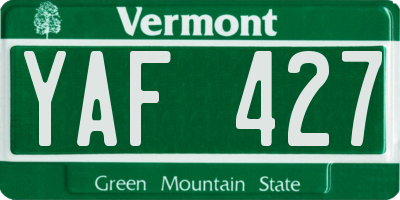 VT license plate YAF427