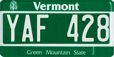 VT license plate YAF428