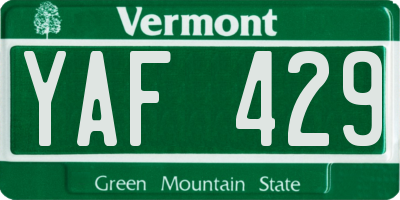 VT license plate YAF429