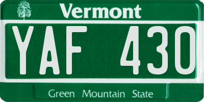 VT license plate YAF430
