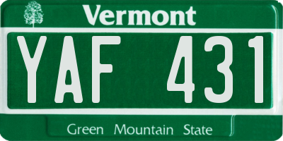 VT license plate YAF431