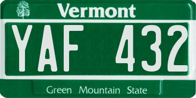VT license plate YAF432
