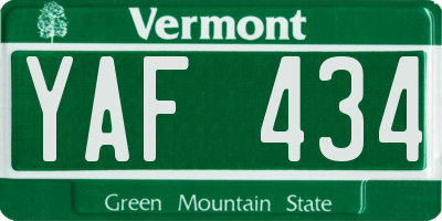 VT license plate YAF434